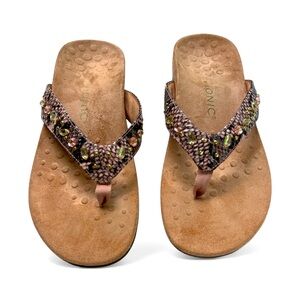 Vionic Thong Sandals Jeweled Snakeskin Size 8
